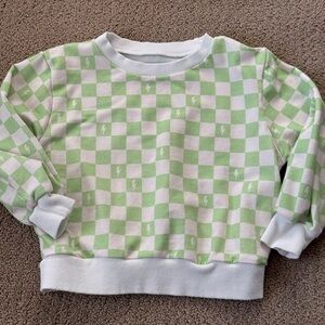 Brixton Kids Green and White Checkered Sweater